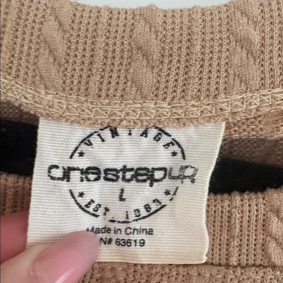 One Step Up Camel Ribbed Crewneck Top - Picture 2 of 2